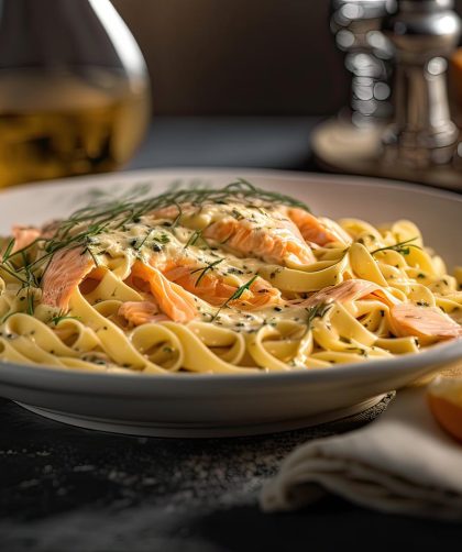 Pasta con salmone affumicato